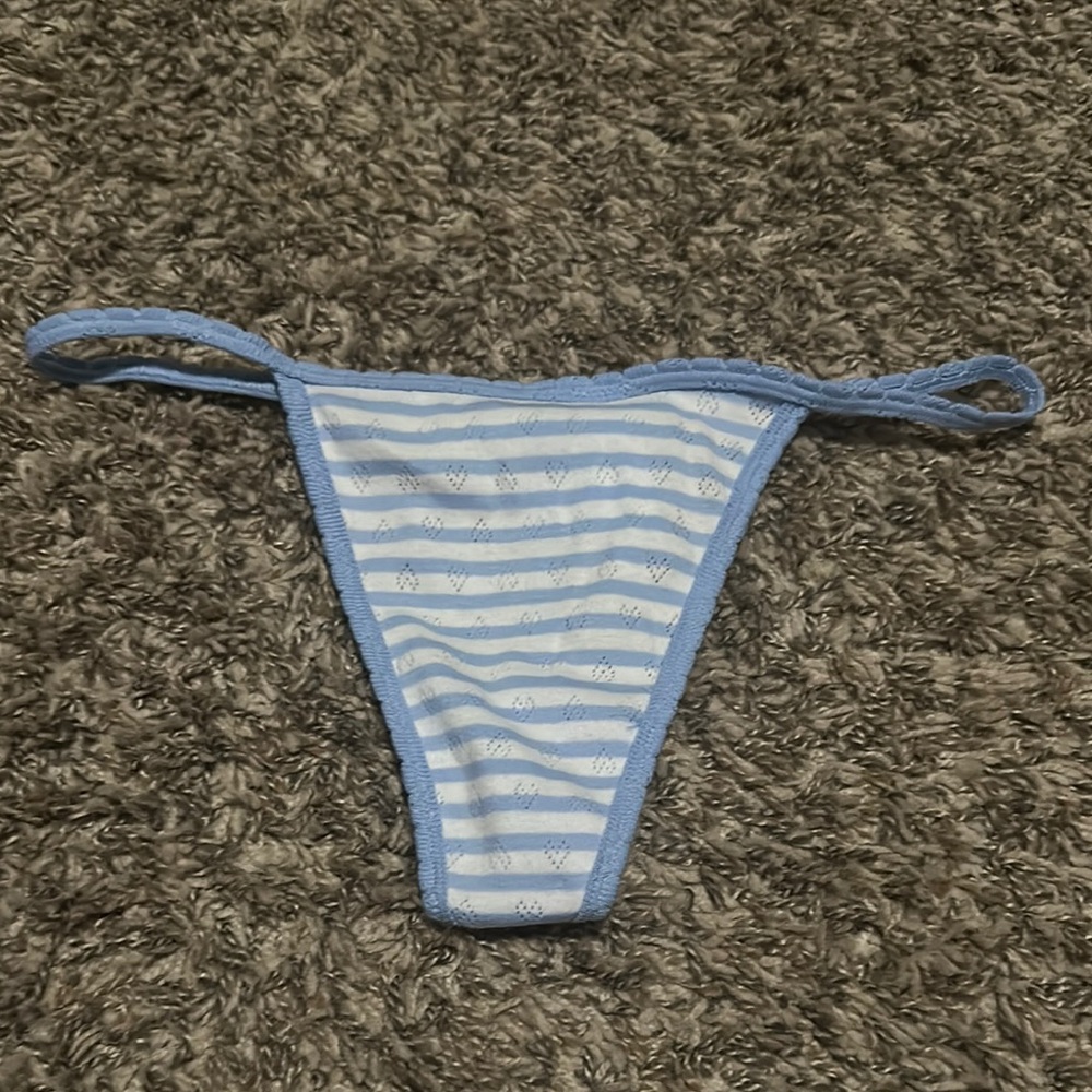 PINK Victoria's Secret Blue and White Striped Panties